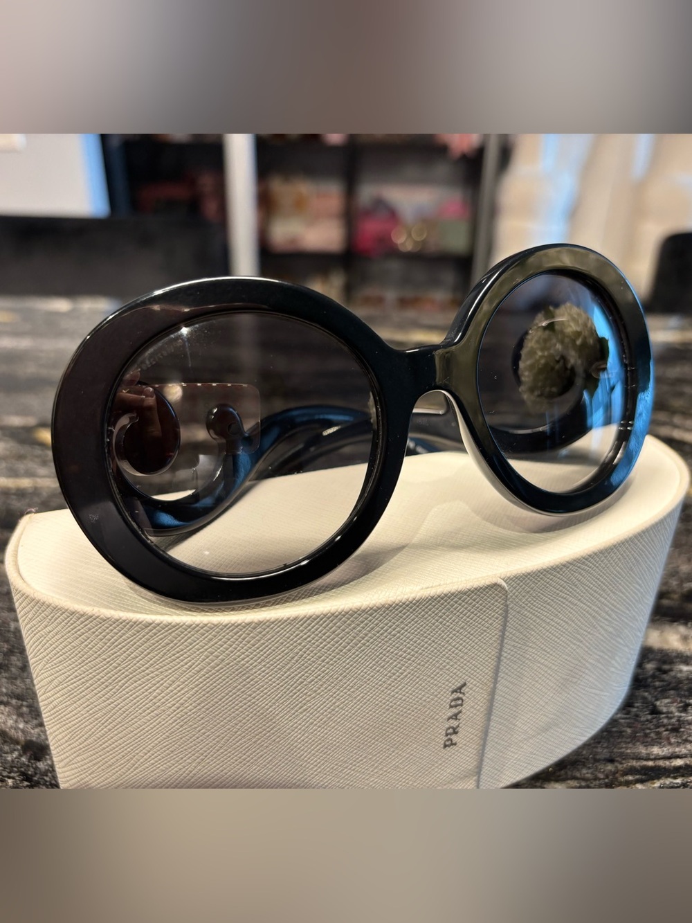 Prada Women's Round Sunglasses in Black